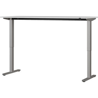 bümö Andratx elektrisch höhenverstellbarer Schreibtisch 180x80 cm in Lichtgrau, Gestell: Silber - Schreibtisch höhenverstellbar elektrisch,