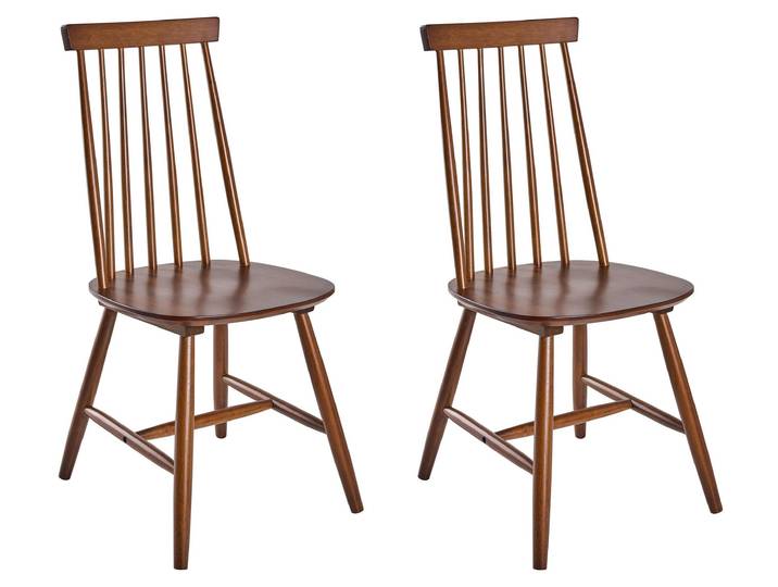 BELIANI Stuhl Holz Braun 2er Set im Landhausstil Rustikales Design Ohne Armlehnen Holzstühle