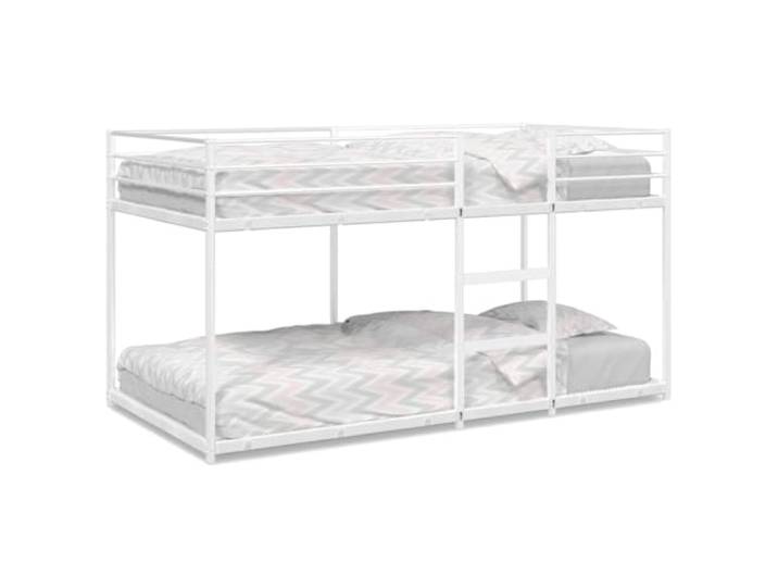 Makastle Etagenbett Weiß 100x200 cm Stahl ohne Matratze Integrierte Leiter
