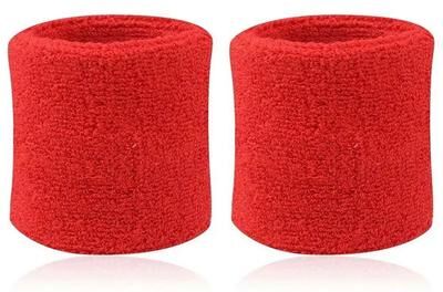 Inspired Living Quick Dry Wrist Sweatband Set For Tennis, Gym & Sports Training red