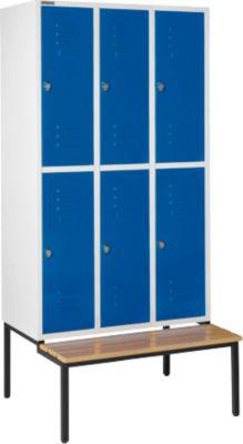 Schäfer Shop Select Kleiderspind, mit Sitzbank, 3x2 Abteile, 400mm, Drehriegelverschluss, Tür enzianblau