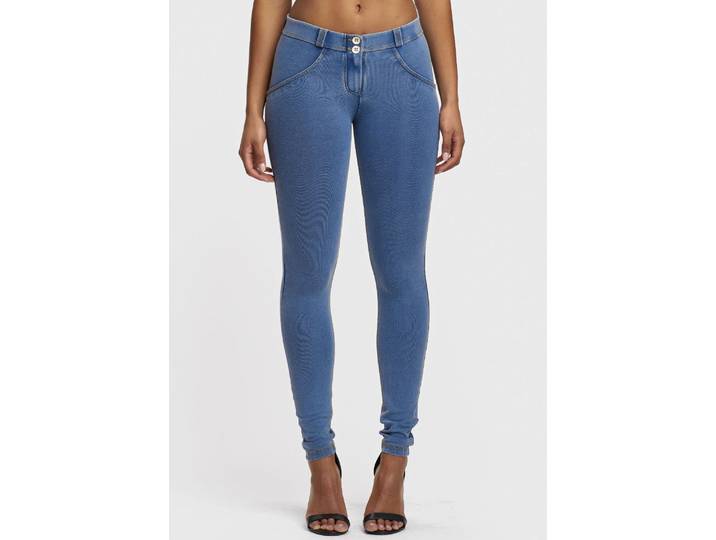 Jeggings FREDDY WRUP2RC002ORG , Damen, Gr. M (38), N-Gr, blau (light, blau, denim), Stoff, Obermaterial: 84% Baumwolle, 16% Elasthan, lang, Hosen Jeggings, mit Lifting & Shaping Effekt