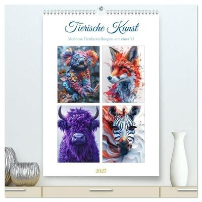 Tierische Kunst (hochwertiger Premium Wandkalender 2027 DIN A2 hoch), Kunstdruck in Hochglanz