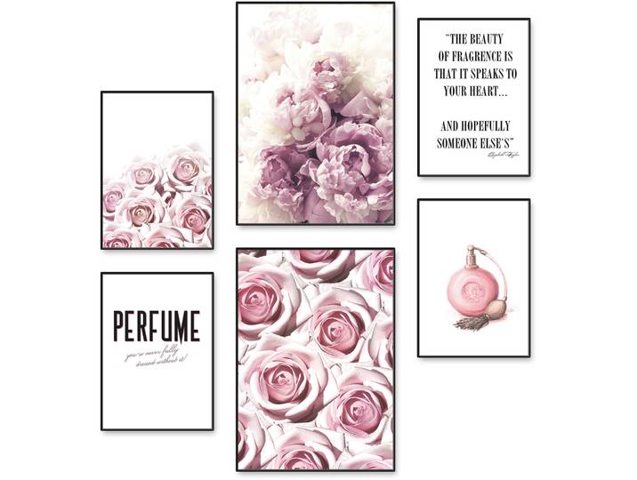 Poster ARTLAND Schönheit der Rose , pink (farbe bild(er): pink), B:42cm H:29,7cm, Bilder, Poster, Bilder Set, 6tlg. 4xDIN A4 / 2xDIN A3, ohne Rahmen