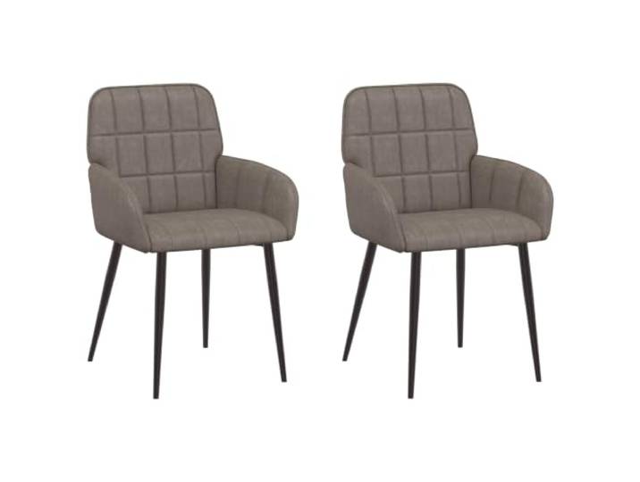 KGHERMDF Esszimmerstühle 2er Set Kunstleder Grau 57 cm Metallrahmen Stabil, Atmungsaktiver Sitz, Ergonomische Neigung, Pflegeleicht