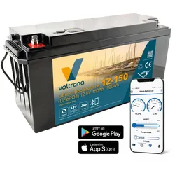 Voltrana Lithium Bootsbatterie 12,8V 150Ah 1920Wh Bluetooth Heizfunktion LiFePO4...