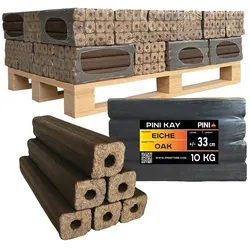PINI Kay Eichenholzbriketts 33 cm 300 kg Palette Hartholzbriketts Brennholz Eiche Kamin Ofen Feuerstelle Grill