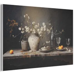 AKUSTIKBILD Stilleben - Blumen - Blumenstrauß - Vase - Wein Akustikpaneele 90x60 cm