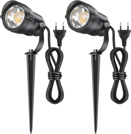WAN Led Tuinverlichting Set met Grondspikes - Warm Wit - 2 Stuks - IP65 Waterdicht - Accentverlichting voor Tuin en Terras