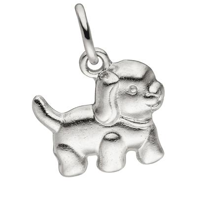 Kettenanhänger JOBO "Anhänger kleiner Hund Hündchen 11 mm", silber (silber 925), Schmuckanhänger, Damen, Silber 925 (Sterlingsilber), Kettenanhänger, 925 Silber rhodiniert