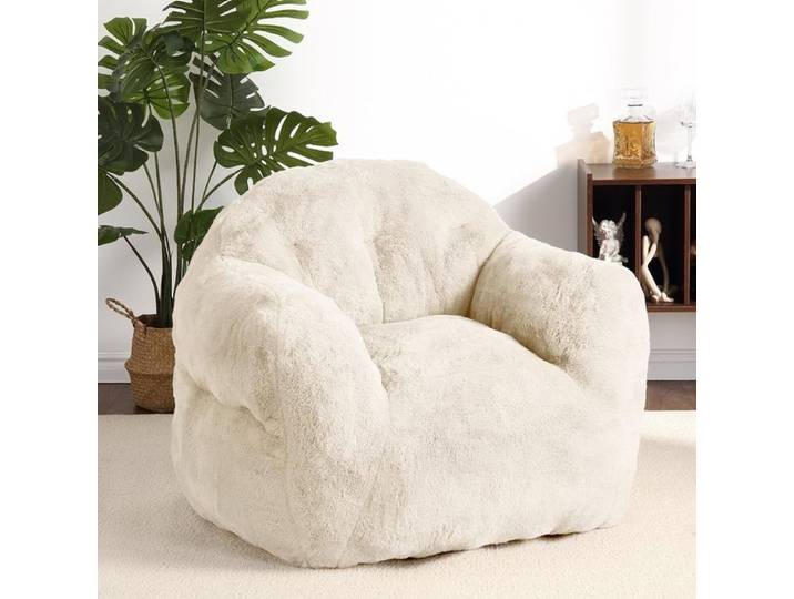 GRAVEE POUF Pouf géant de 99 cm pour adultes Canapé pouf moelleux confortable 1 Place Canapé Lit et Fauteuil de Confortable Beige