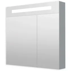 Spiegelschrank 80 cm mit LED-Beleuchtung, 2 Türen, Steckdose+Schalter, IP44 GALZS80LED