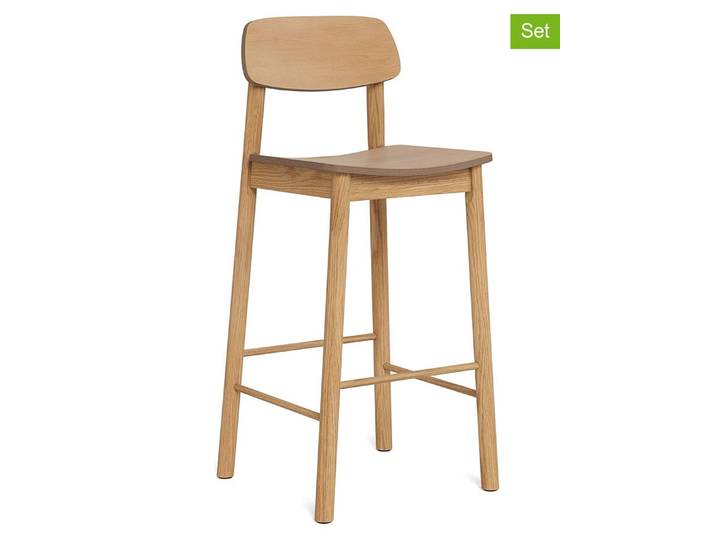 Actona 2er-Set: Barhocker Barlow in Hellbraun - (B)43,5 x (H)105 x (T)46,5 cm