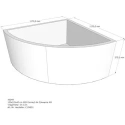 Badewannenträger passend für Ideal Standard Connect-Air 120 × 120 × 45 cm