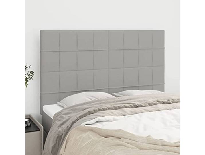 RJPLMFV Kopfteil, hellgrau, 144 cm, Stoff mit Holzfüßen Höhenverstellbar 118/128 cm, bequeme Rückenlehne, einfache Montage, inklusive Anleitung (evtl. nicht in deutscher Sprache)