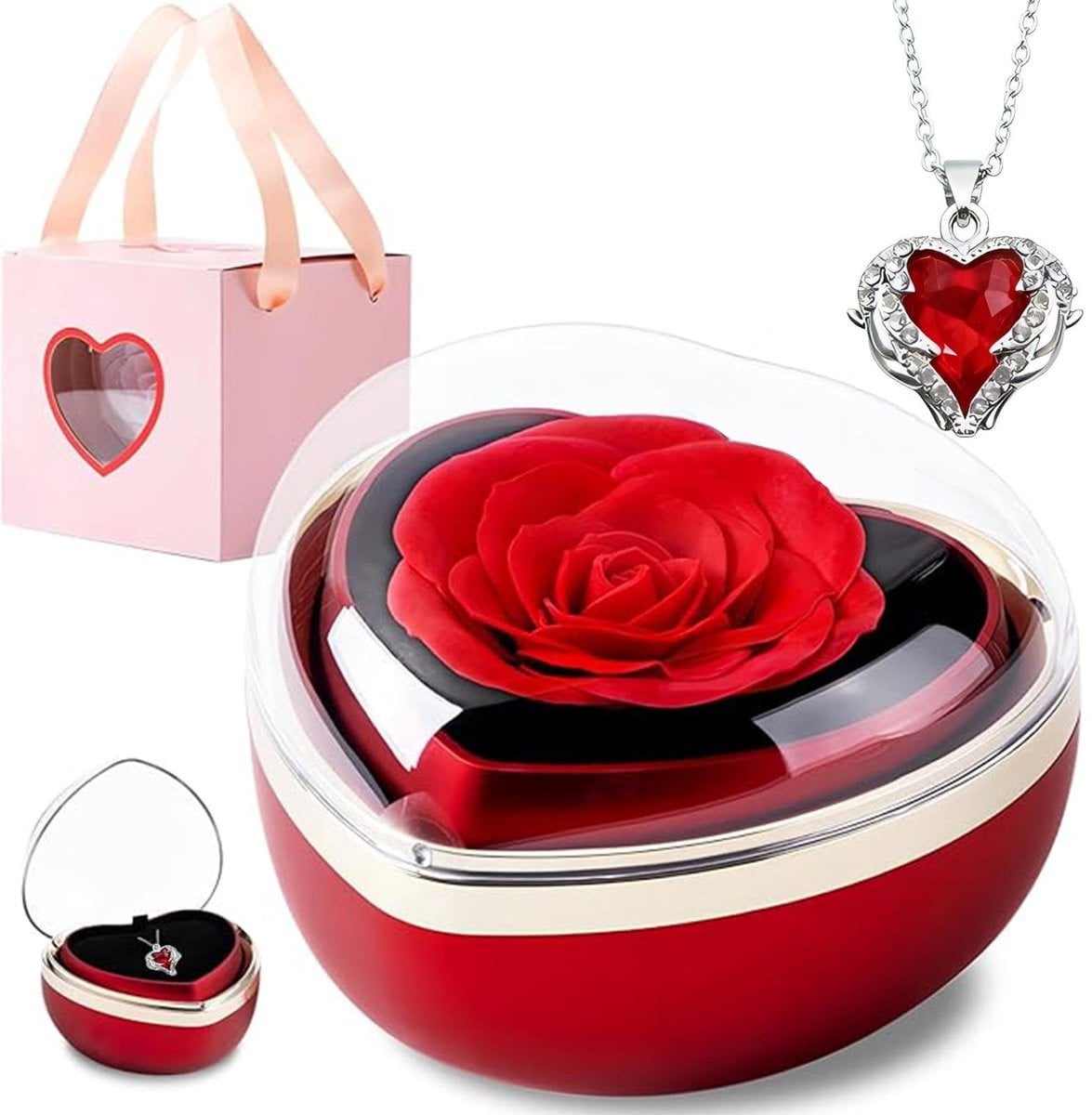 Dailygoods Eeuwige Roos - Geconserveerde bloem in hartvorm - 100% echte bloemen
