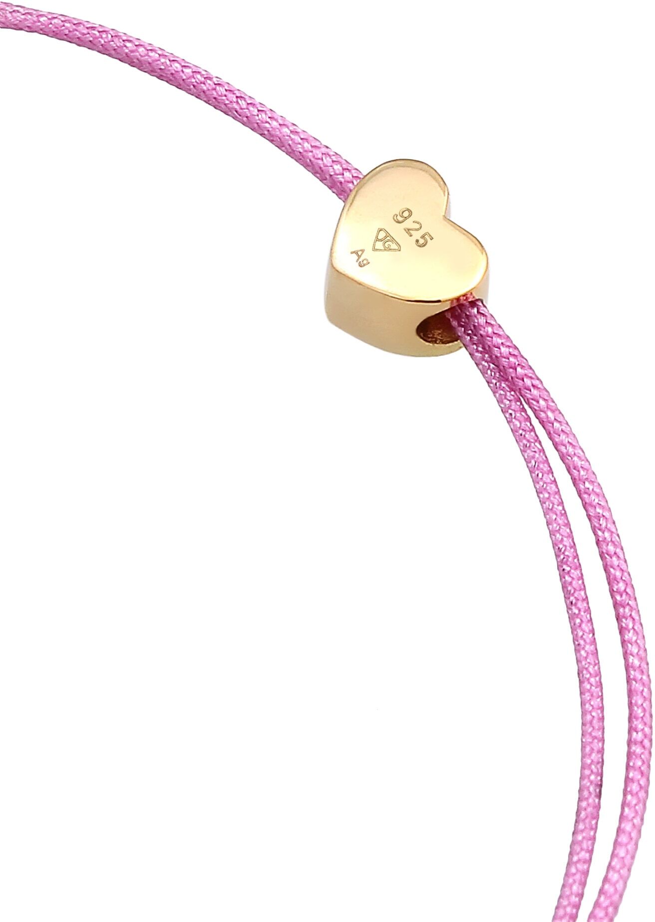 Armkette ELLI "Armband Herz Liebe Textilband Trend 925 Silber" Gr. 160, gold, Armbänder, Damen, Silber 925 (Sterlingsilber), Armkette
