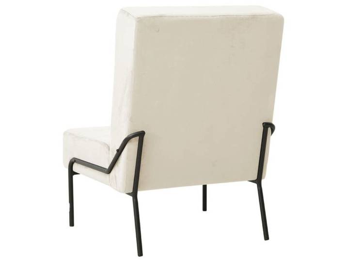 Fauteuil simple - Crème - Chaise de relaxation - 65x79x87 cm Blanc crème Velours F8080