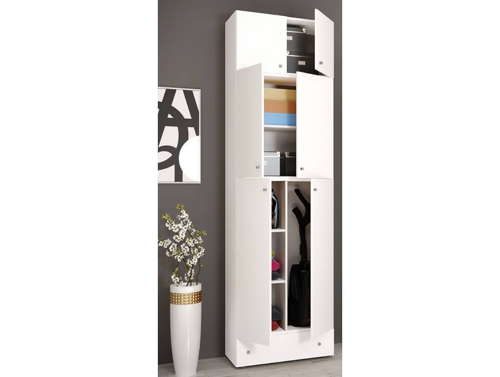 Armoire polyvalente avec tiroir 240cm Blanc/Blanc