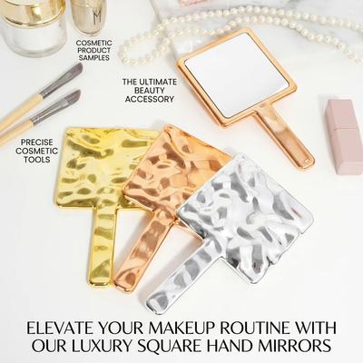 Uplift Picks Minimalist HD Glass Makeup Mirror Electroplated Handheld Beauty Mirror silver 9x16 Cm