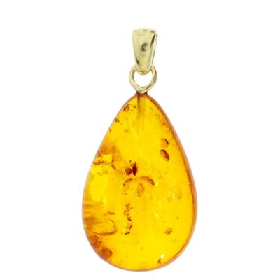 Kettenanhänger OSTSEE-SCHMUCK "- Klassisch 30 mm - Gold 333/000 - Bernstein -" Gr. 32, gold (gold 333, goldfarben, gelb), Schmuckanhänger, Damen, Bernstein, Kettenanhänger
