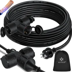 KESSER® Verlängerungskabel mit Schutzkappe Outdoor - für Innenbereich Außenbereich - Verlängerung Stromkabel – 230 V IP44 - Schutzkontakt Baustellenkabel Schutzkontaktstecker