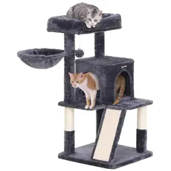 Feandrea Kratzbaum Rauchgrau (96 cm, Dark Grey, Grau, Rauchgrau), Katzenbaum