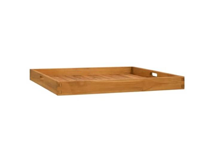vidaXL Massivholz Teak Serviertablett mit versenkten Griffen Holztablett Frühstückstablett Dekotablett Tablett Servierplatte 70x70cm