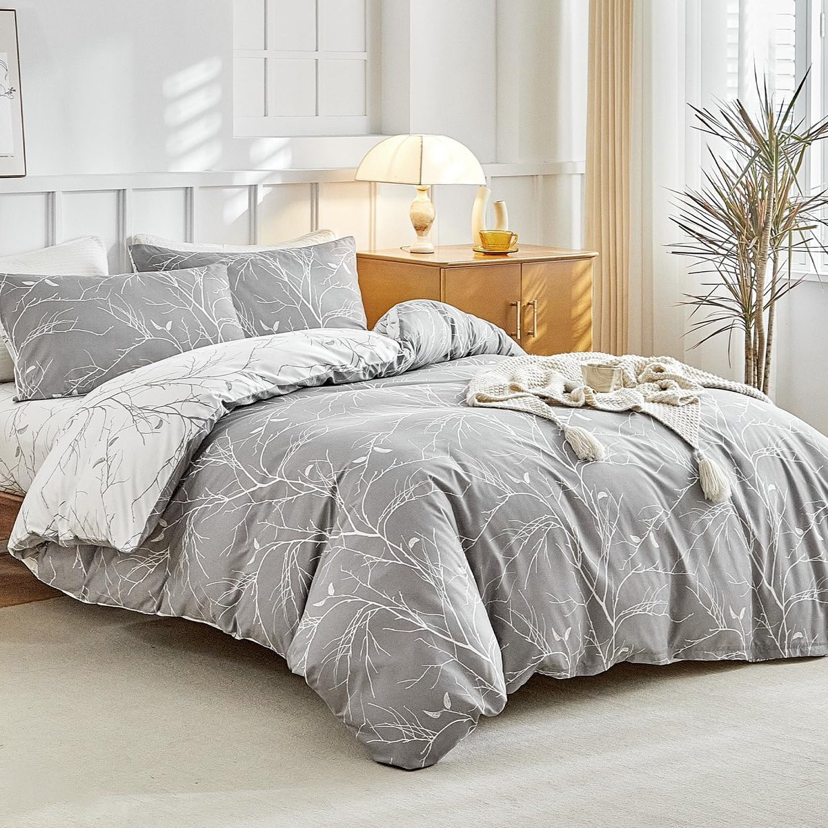 Omgoods 4-delige dekbedovertrekset met fitted sheet, 240 x 260 cm