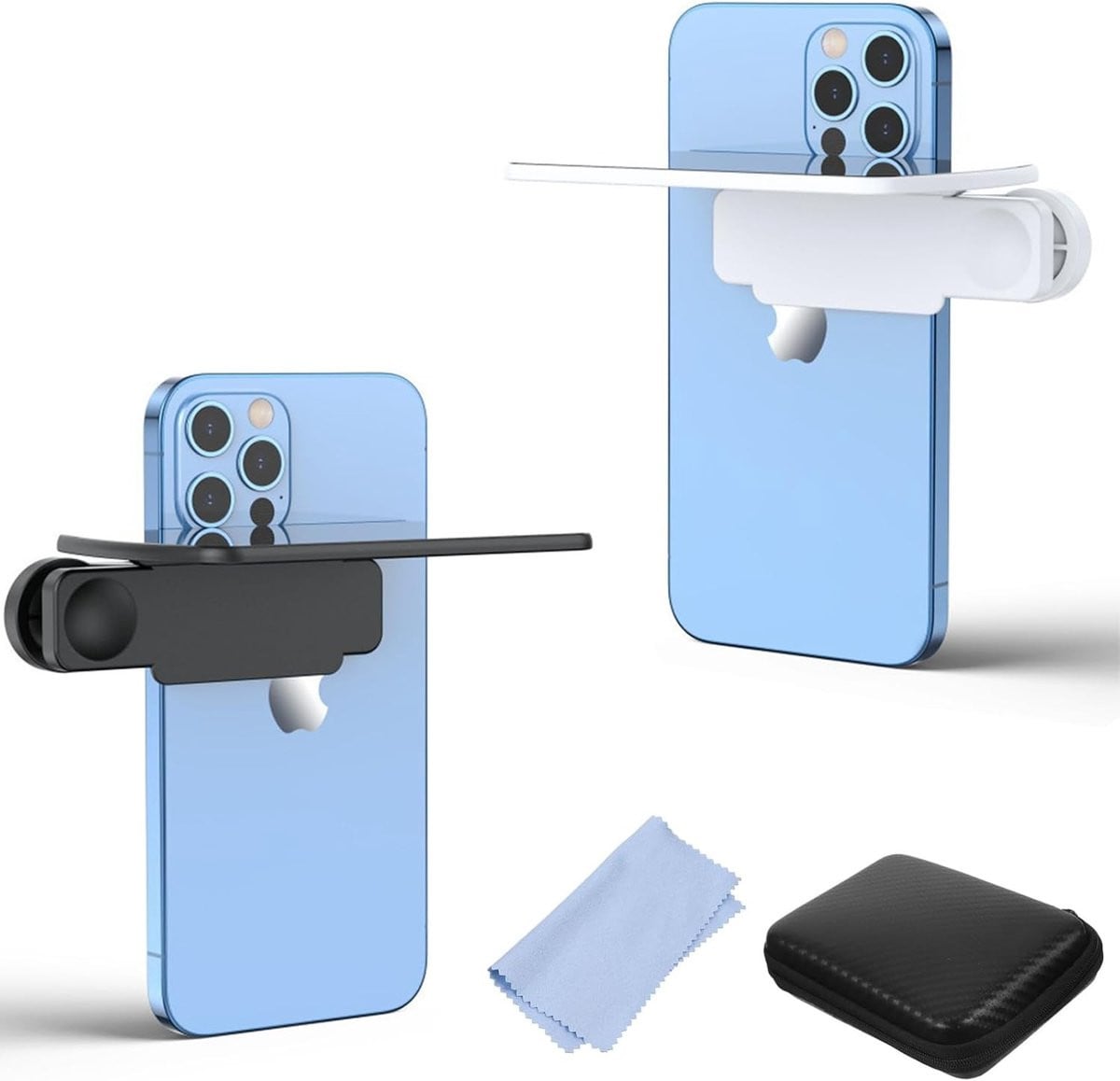 2 Stuks Smartphone Spiegel Reflector Clip Set voor Reisfotografie met Verstelbare HD Glazen Vouwspiegel en Accessoires
