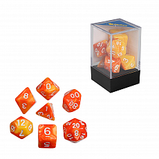 Philos Würfel - oblivion - orange - 7er Set in Acrylbox 302646