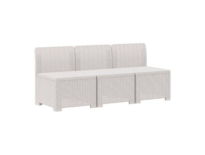 vidaXL Sofaelement 3-Sitzer Garten Sofa Rattan Look 3-Sitzer PP Weiß