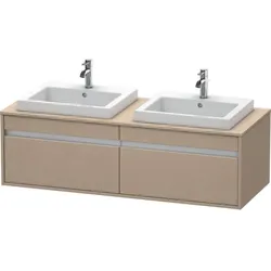 Duravit Ketho Waschtisch-Unterschrank KT6797B7575 140x55x42,6cm, Einbauwaschtische, 2 Auszüge, Ausschnitt beidseitig, leinen