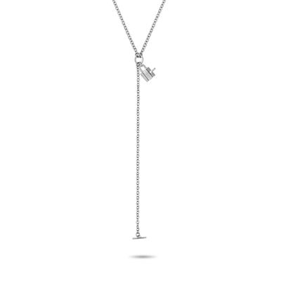 Y-Kette LIEBESKIND BERLIN "Schmuck Geschenk Edelstahl Halskette The Love Bond", silber (silberfarben), Halsketten, Damen, Edelstahl, L: 43 B: 2mm, B:2mm