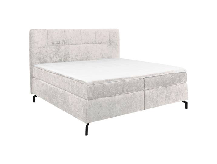 Boxspringbett, Hellgrau, 160x200 cm, Textil, Topper Durchgehend, Modern