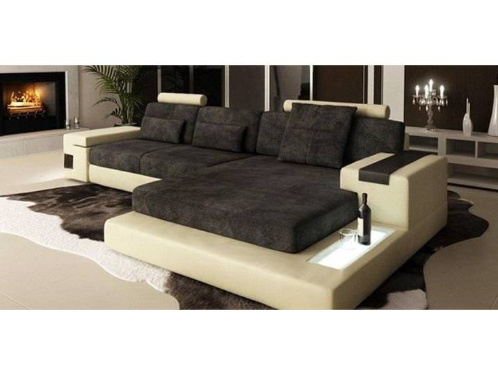 JVmoebel Ecksofa LForm Wohnlandschaft XXL Textil Leder mit USB-Anschluss, Made in Europa