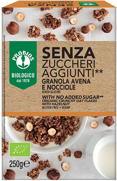 Probios Granola Senza Zuccheri Aggiunti Avena E Nocciola Senza Glutine 250 G