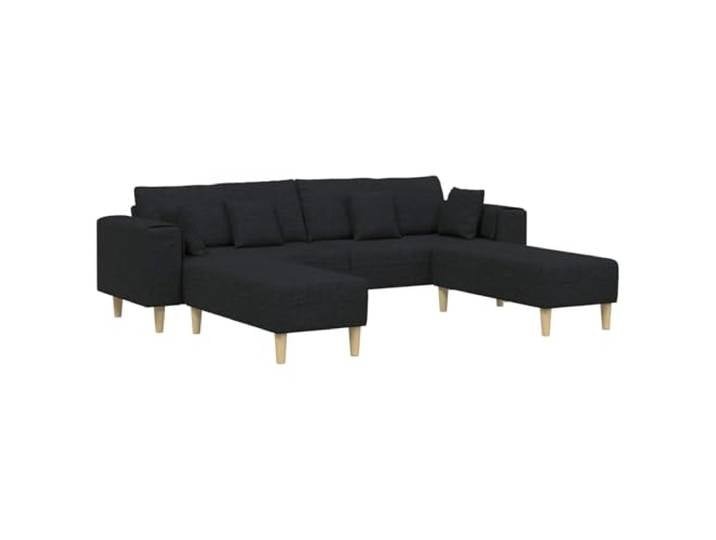 Todiikf 4-Sitzer Sofa Set mit 2 Hockern Schwarz Stoff Polstersofa Erweitern Sie Ihr Wohnzimmer mit der modularen 3-teiligen Couchgarnitur inklusive bequemer Federkissen und Hocker.
