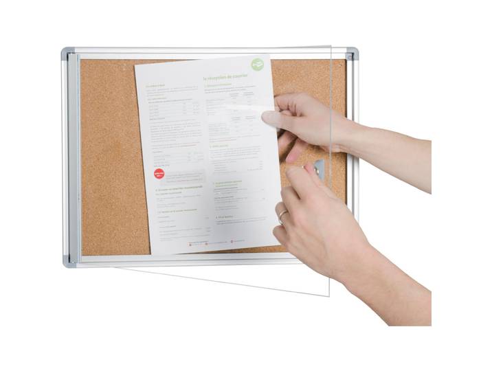 Planorga Vitrine d'affichage intérieur Homa 4 feuilles A4 - Porte battante - Fond liège
