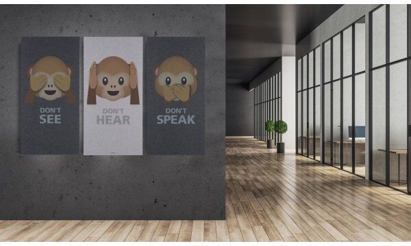 FibroTech Akustikbillede Don'T Hear, 9mm, 60x120cm, Hvid