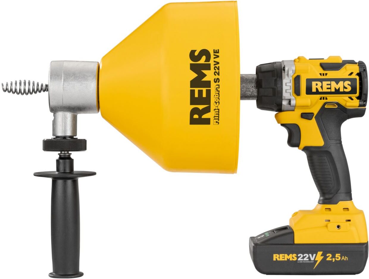 Appareil de nettoyage de tuyaux sans fil REMS Mini-Cobra S 22V VE 170027R220 Appareil de nettoyage de tuyaux sans fil mobile et maniable