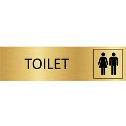CombiCraft Aluminium Türschild Gold Toilet 165x45mm mit 3M-Tape