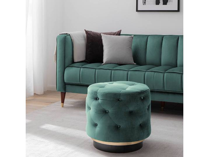 Repose-pieds Redmond I 48 x 44 x 48cm Vert Velours Ravi: Pétrole