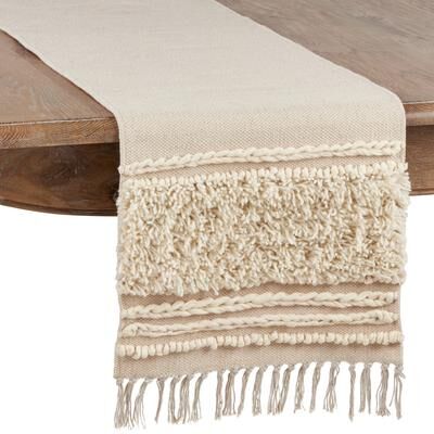 Saro Lifestyle Cotton Table Runner With Knot Appliqué Design
