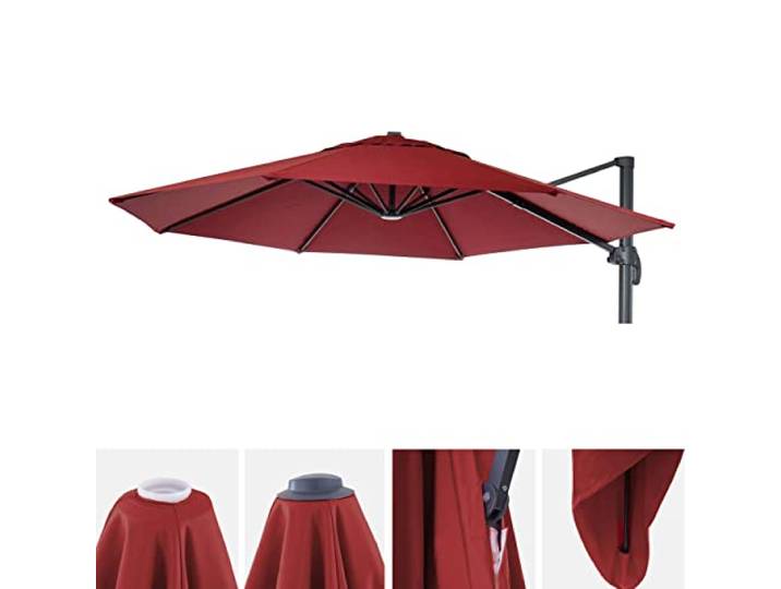 Mendler Sonnenschirmbezug HWC-A96 8 Streben rund Ø3m Polyester - Bordeaux