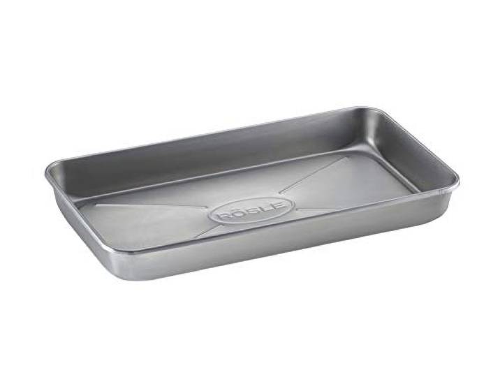 RÖSLE Barbecue Universalschale Pro, Hochwertige Edelstahlschale mit hohem Rand zum Marinieren, Servieren oder als Tropfschale für Gas und Kohlegrills, Edelstahl 18/10, Spülmaschinengeeignet, Silber