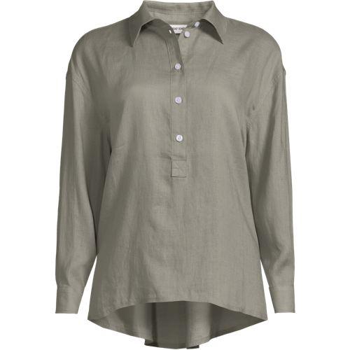 Premium Reinleinen-Schlupfbluse in Petite-Größe, Damen, size: petite, Grün, Leinen, by Lands' End
