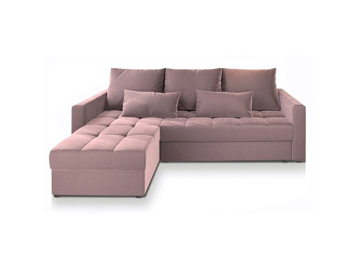 ECKSOFA KOS PIK Rosa Plüsch-Stoff mit Schlaffunktion