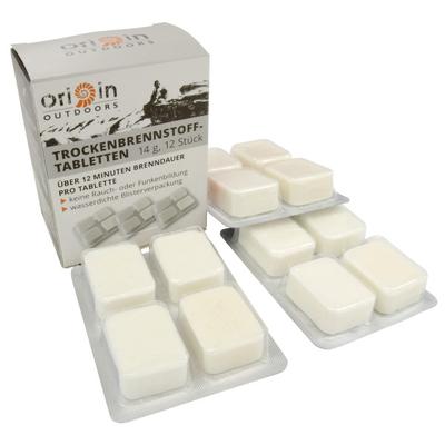 Origin Outdoors - Trockenbrennstofftabletten 14 g - Trockenbrennstoffkocher Gr 12 x 14 g weiß