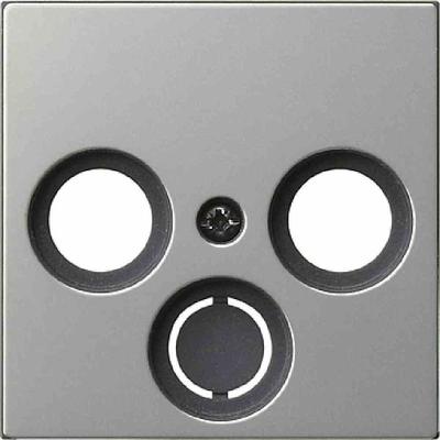 Gira System 55 Zentralplatte, Koaxial-Antennensteckdose, 2f, edelstahl, Befestigung mit Schraube, ohne Beschriftungsfeld, 0869600